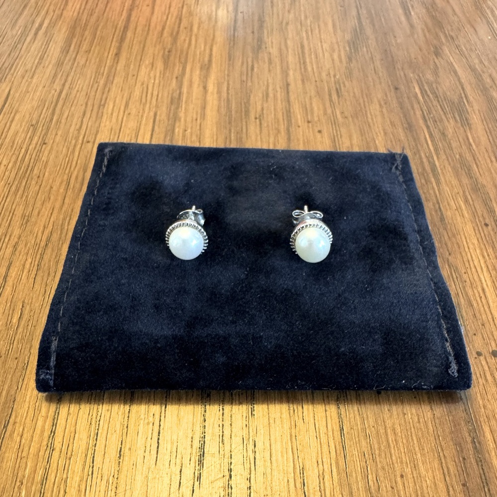 Pearl Silver Stud Earrings